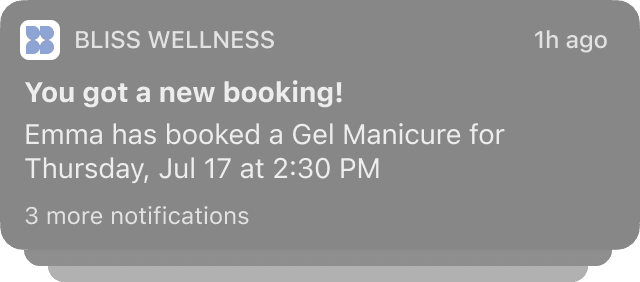 Phone notification: you got a new booking